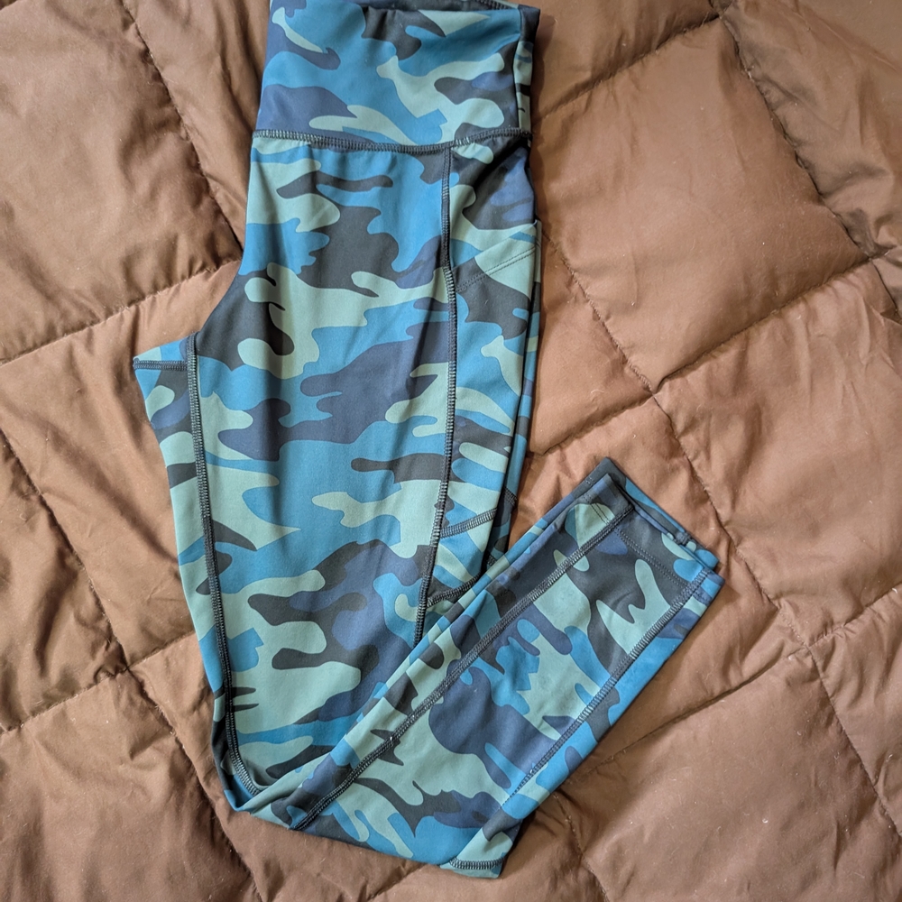 New Balance Blue and Green Camouflage Leggings